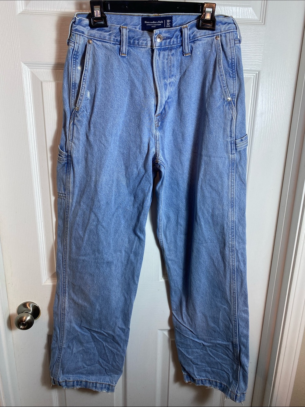 Abercrombie & Fitch Light Blue Baggy Denim Jeans Carpenter Size Waist 30 L32